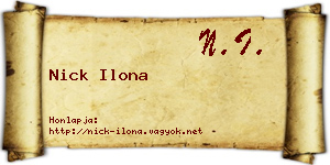 Nick Ilona névjegykártya